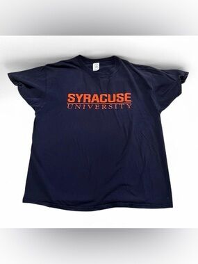 Delta Navy Syracuse University Short Sleeve T‑Shirt with Orange Logo#vintage